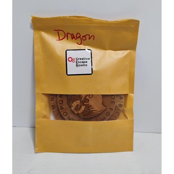CREATIVE ESCAPE ROOMS MINI WOOD HANDMADE DRAGON CIPHER FOR TABLE TOP GAMING - Picture 2 of 6